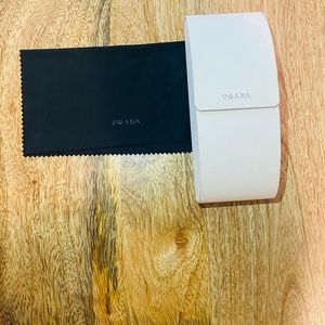 Prada Sunglass Case, sunglasses not included. white box with silk prada cloth